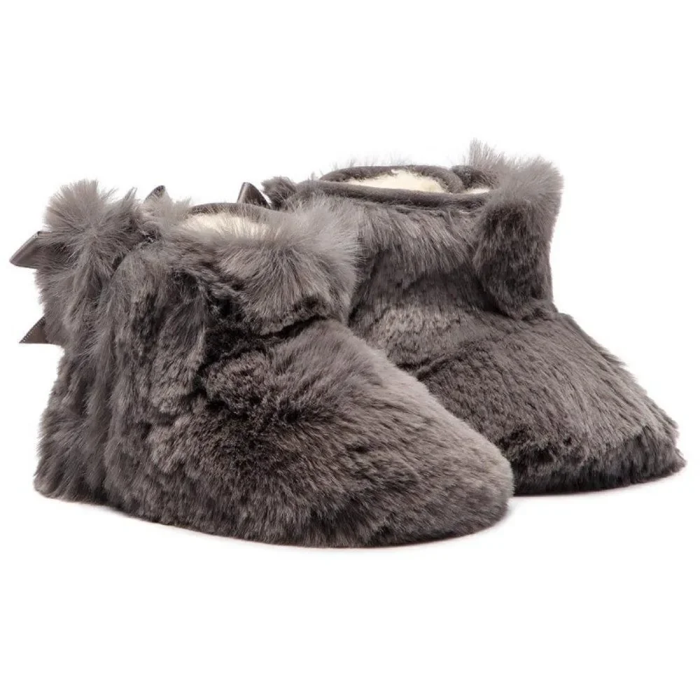 UGG Kid's Gray Jesse Bow II Fluff Bootie Size XS (0-6)